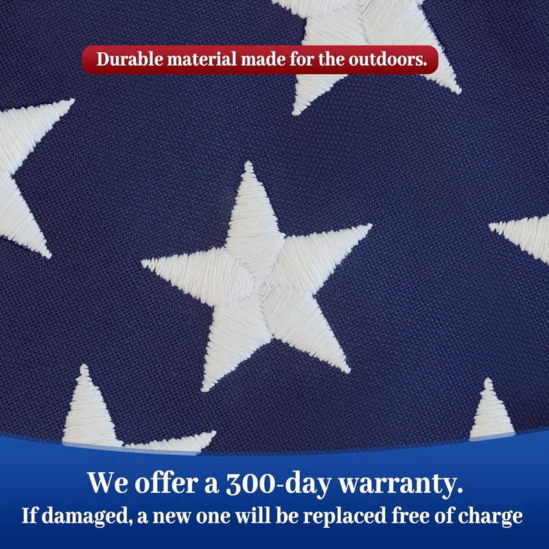 irbrisu American Flags for Outside 5x8 Made in USA, 5x8 American Flag Outdoor Heavy Duty,US Flags 5x8ft Outdoor High Wind,with Durable Embroidered Stars Sewn Stripes Brass Grommets - Image 3